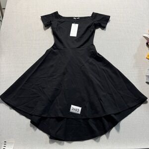 Sarin Mathews Off Shoulder Skater Dress Women Sz XS Black New With Tags